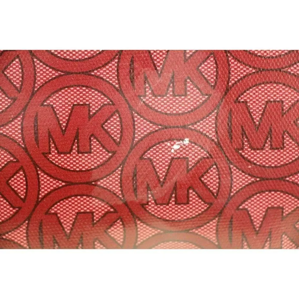 Large Michael Kors BURGUNDY COATED CANVAS LOGO SHOULDER BAG TOTE HANDBAG PURSE